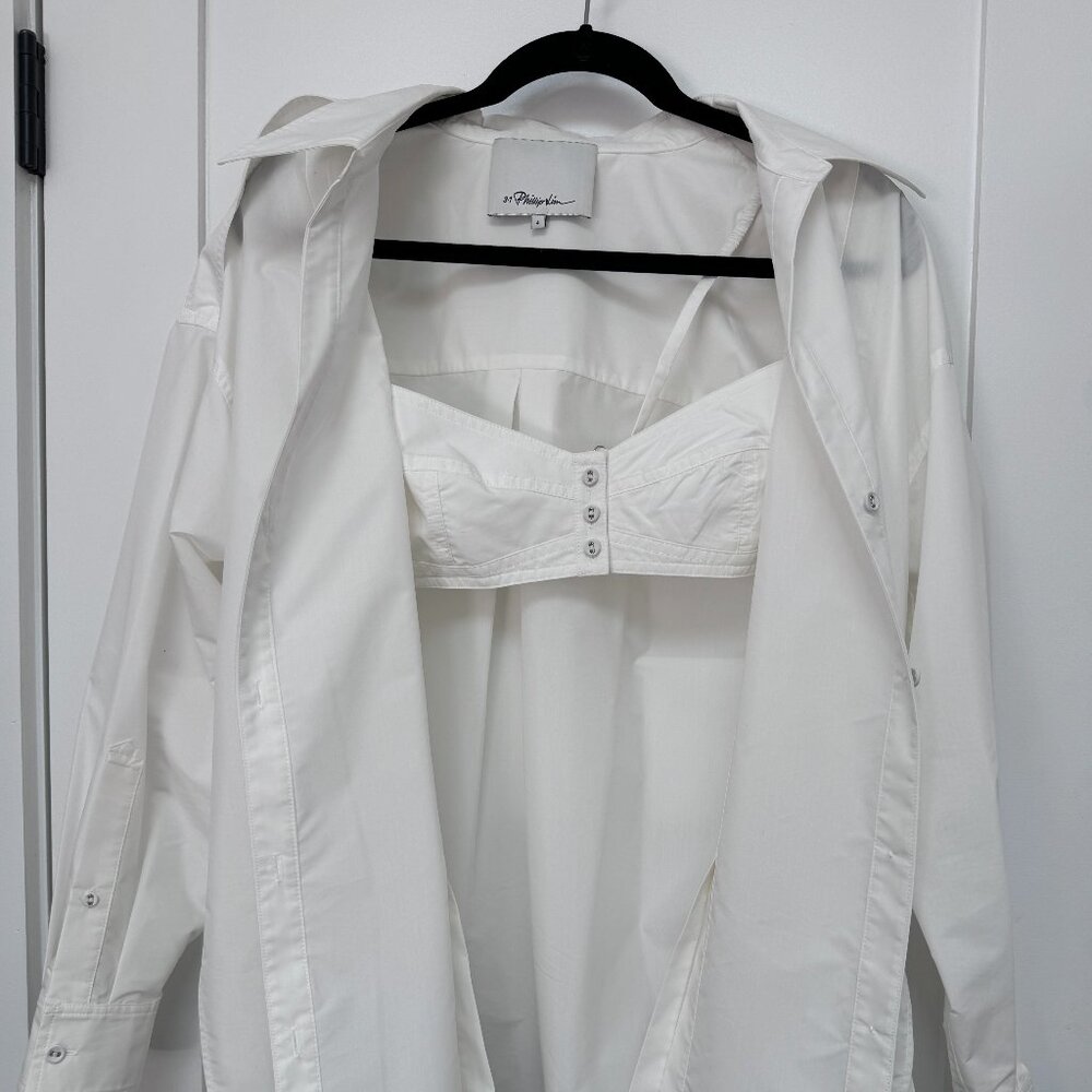 3.1 PHILLIP LIM Cotton-blend poplin bralette and shirt set NWOT Size 4
